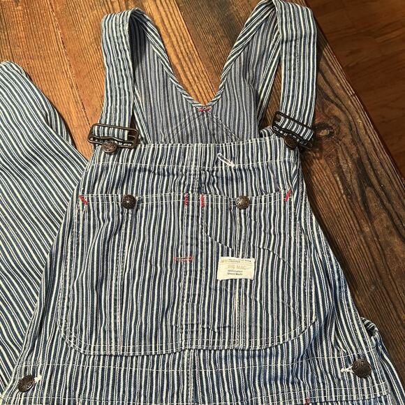 Big Mac Square Bak Overalls Hickory Striped Union Made USA Men Small Sanforized - Picture 4 of 16